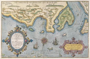 バルト海のオランダ貿易地図（手描きの彫刻）